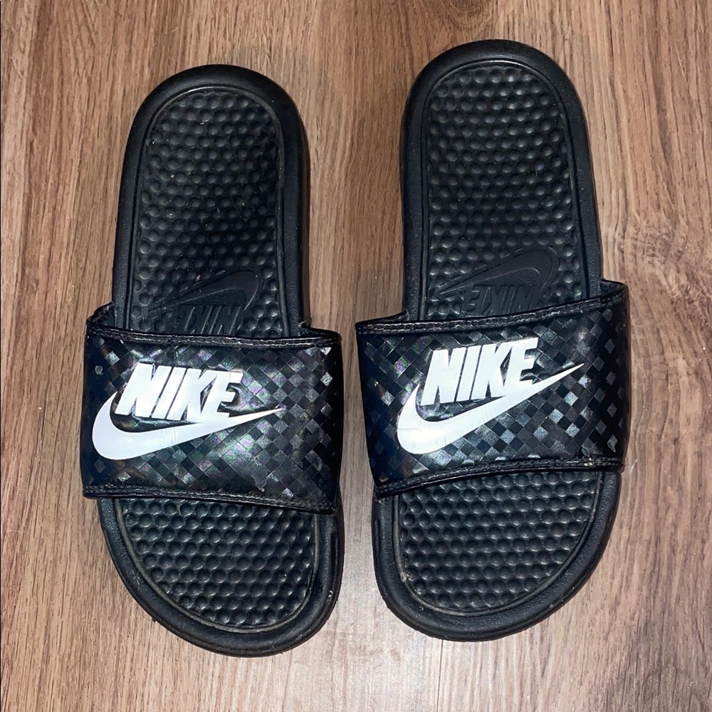 Nike Black and White Slide Sandals